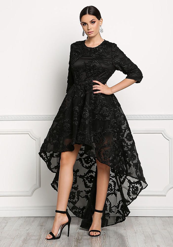 Black Bridal Gowns Lovely Black Avant Garde Hi Lo Embroidered Tulle Dress Wedding