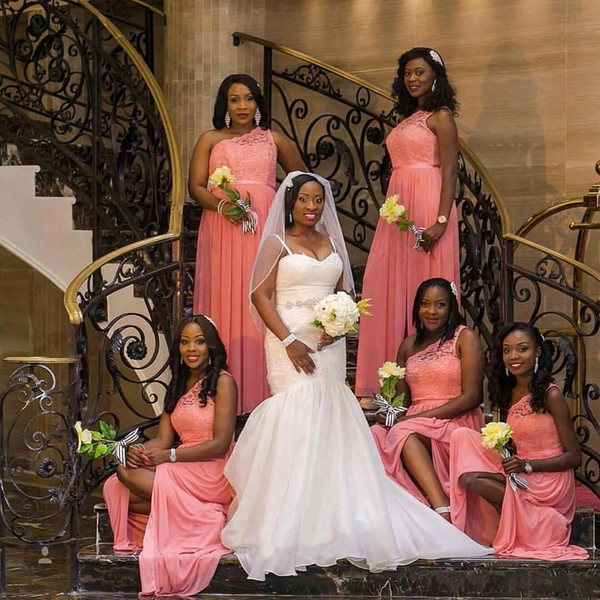 Black Bridesmaid Dresses Inspirational Elegant African Black Girl Coral Bridesmaid Dresses E Shoulder Floor Length Long for Wedding Guests Maid Honor Gowns Bm0198 Cheap Purple