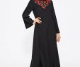 Black Gowns Cheap Best Of Rose Embroidered Dip Hem Hijab evening Dress