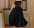 Black Knee Length Bridesmaid Dress New Zipper A Line Ruched Sleeveless Tea Length Straps Black