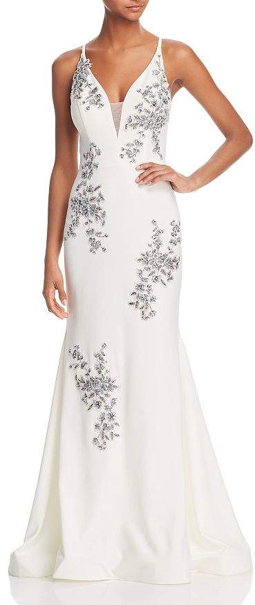Avery G G Sleeveless Beaded Embroidered Gown