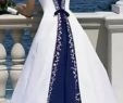 Blue Beach Wedding Dress Best Of Discount Elegant White and Blue Satin Wedding Dresses A Line Royal Bandage Women Applique Vintage Beach Bridal Gown Sweep Train Wedding Gowns Wedding