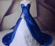 Blue Bridal Dress Beautiful Discount Fashionable White and Royal Blue Wedding Dresses 2019 A Line Lace Taffeta Appliques Beads Custom Made Crystal Bridal Gowns Classic A Line