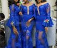 Blue Dresses for Wedding Lovely Royal Blue Mermaid Bridesmaid Dresses Saudi Arabic Long Sleeves Scoop Wedding Guest Gowns See Through Y Maid Honor Dress Bridesmaid Dresses
