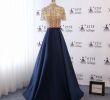 Blue Gowns for Wedding Beautiful Elegant Red Navy Blue Ball Gown top Gold Crystal formal