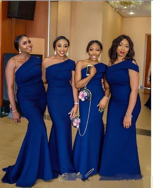 Blue Sundress for Wedding Awesome 2019 Y E Shoulder Royal Blue Mermaid Long Bridesmaid Dresses African Nigerian Ruched Plus Size Wedding Guest Maid Honor Dresses Bridesmaid