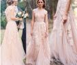 Blush Bridal Dresses Elegant Discount 2018 Cheap Country A Line Wedding Dresses V Neck Full Lace Appliques Blush Pink Champagne Long Sweep Train Reem Acra formal Bridal Gowns A