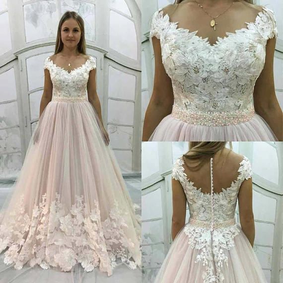 Blush Bridal Gowns Luxury Blush Light as Air Vintage Inpired Blush Wedding Dresstulle