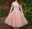 Blush Bridal Gowns Luxury Discount Short Sleeve New Blush Pink A Line Wedding Dress Tulle Lace Modern Transparent 2018 Applique Princess Girls New Tea Length Party Bridal Gown