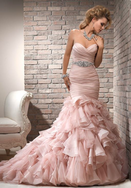 Blush Colored Wedding Dresses Inspirational Real Strapless Blush Pink Mermaid Wedding Dress