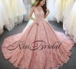 Blush Wedding Gowns New Big Ball Gown Color Wedding Dresses Vintage Full Lace Arabic Dubai Princess Bridal Gowns Sleeveless Long Court Train