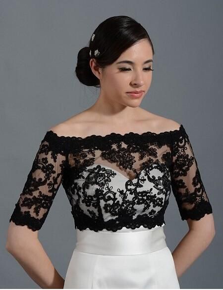 Bolero Jackets for Wedding Dresses Luxury Lace Bolero Jackets for evening Dresses Black Bridal Jackets