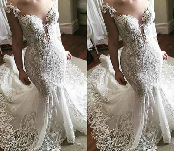 Bridal Gowns for Beach Wedding Inspirational 2018 Mermaid Wedding Dresses Sweep Train Lace Appliques Sweep Train Cap Sleeve Illusion Beach Wedding Dress Plus Size Bridal Gowns Long