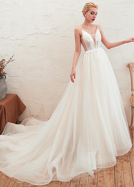 Bridal Skirt Luxury Magbridal Beach Wedding Dresses with Spaghtetti Straps and