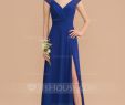 Busty Brides Wedding Dresses Best Of A Line V Neck Floor Length Chiffon Lace Bridesmaid Dress with Ruffle Split Front