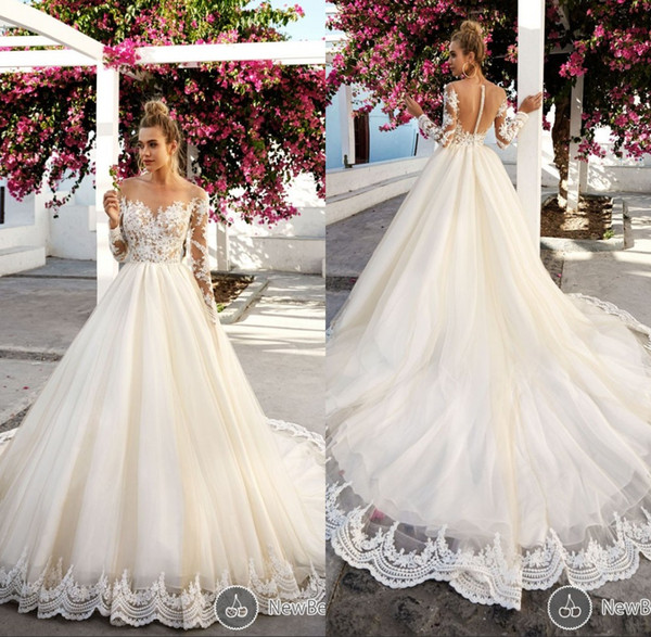 Button Back Wedding Dress Awesome Discount 2018 Ball Gown Plus Size Wedding Dresses Sheer Neck Long Sleeves Illusion button Back Lace Applique Bridal Gowns Wedding Gowns Bridal Dresses