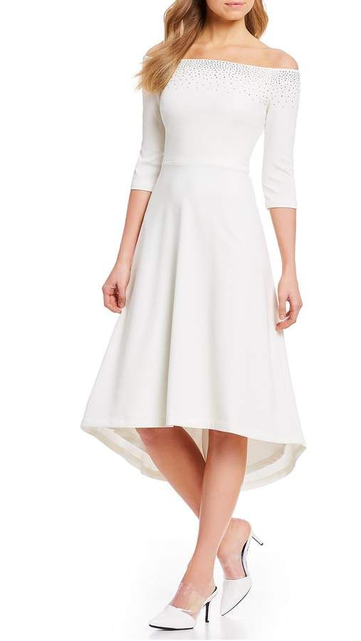 Calvin Klein Wedding Dresses Best Of Calvin Klein F the Shoulder 3 4 Sleeve Hi Low Midi Gown