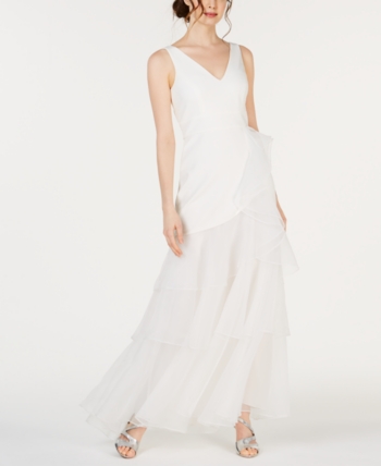 Calvin Klein Wedding Dresses New Calvin Klein V Neck organza Ruffle Gown In 2019