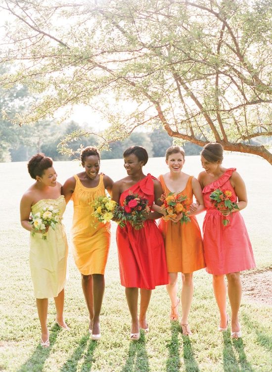 Canary Yellow Bridesmaid Dresses Awesome Citrus Colored Ombre Bridesmaids