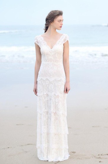 Cap Sleeve Lace Wedding Dress Vintage Elegant Cheap Bridal Dress Affordable Wedding Gown