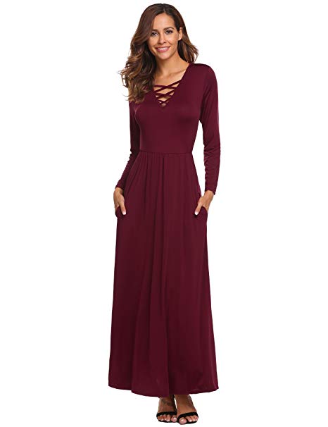 Casual Dresses to Wear to A Wedding Unique Od Lover Women S Maxi Dress Casual Long Sleeve Criss Cross V Neck Ruffle Long Dress S Xl
