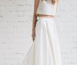 Casual Ivory Wedding Dress New Modern Two Piece Crop top Wedding Dress