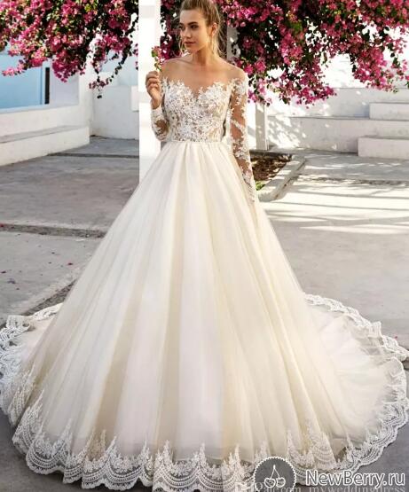 Casual Lace Wedding Dresses Elegant Long Sleeve Wedding Dress White Wedding Dress Lace Applique Wedding Dress Simple Wedding Dress Cheap Wedding Dress Vestido De Novia Elegant