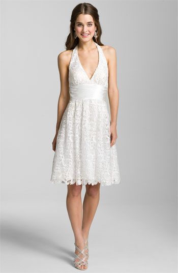 Casual Lace Wedding Dresses Unique Aidan Mattox Lace Halter Dress In White Works as A Casual
