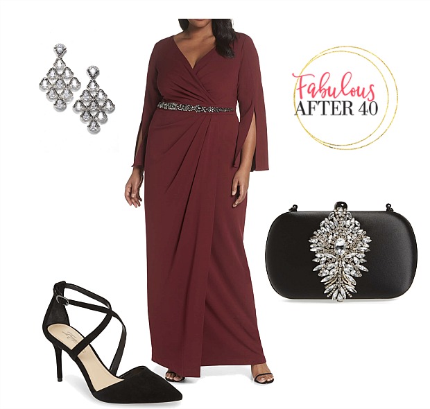 Plus size MOB gown Wine