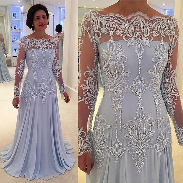 Casual Mother Of the Bride Dresses for Outdoor Wedding Beautiful Lace Appliques Mother the Bride Dresses Long 2019 Mother Wedding Party Dress Robe De soiree Chiffon Pleat Wedding Guest Dress Bridesmaid Mother