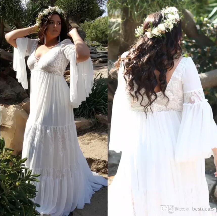 2019 lace plus size beach wedding dresses