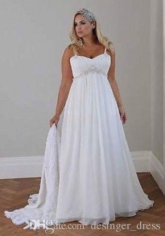 Casual Plus Size Wedding Dresses Lovely 2018 Casual Beach Plus Size Wedding Dresses Spaghetti Straps Beaded Chiffon Floor Length Empire Waist Elegant Bridal Gowns