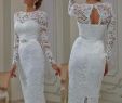 Casual Short Wedding Dress Luxury Vintage Lace Tea Length Short Wedding Dresses 2019 with Long