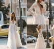Casual Wedding Dress Luxury Discount Berta 2019 A Line Beach Wedding Dresses Long Sleeve Sheer V Neck Lace Appliqued Bridal Gowns Sweep Train Tulle Boho Casual Wedding Dress