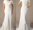 Casual Wedding Gowns Fresh Ivory Chiffon Informal Beach Mermaid Modest Wedding Dresses with Cap Sleeves buttons Back Jewel Neck Beaded Lace Appliques Bridal Gowns Lds