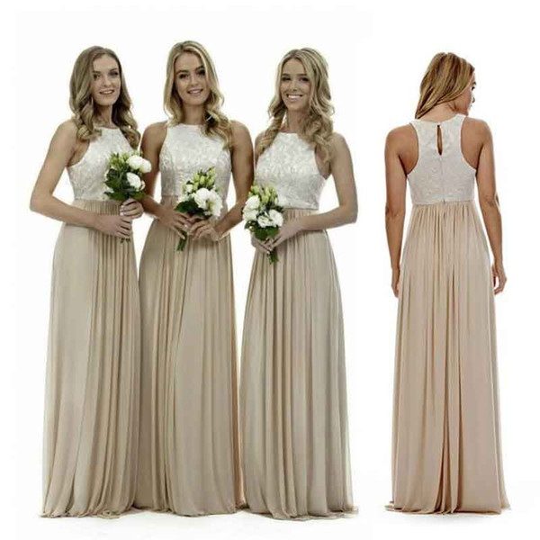Champagne Colored Bridesmaid Dress Unique Y Long Champagne Chiffon Bridesmaid Dresses Lace Beach Bridesmaids Dress Plus Size Wedding Guest Gowns Country Maid Honor Dress Olive Green