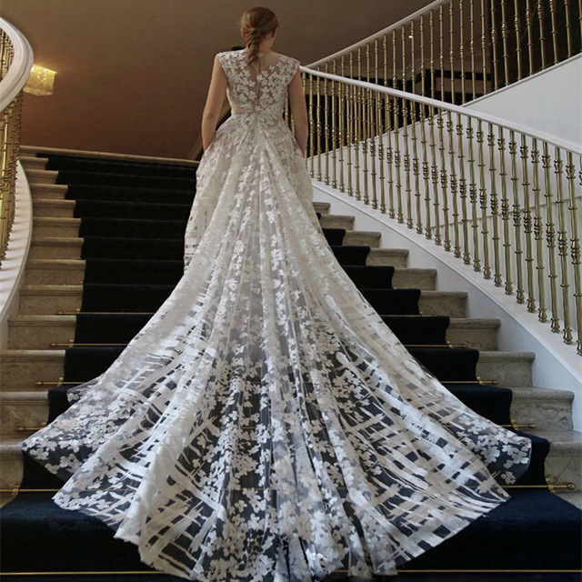 Cheap Ivory Wedding Dresses Elegant Sale Cheap Ivory High End Luxury Embroidery Lace Fabrics