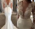 Cheap Ivory Wedding Dresses Luxury Long Sleeve Wedding Dress Ivory White Mermaid Sheer Neck Lace Appliques Garden Country Church Bride Bridal Gown Custom Made Plus Size