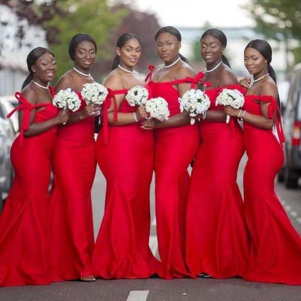Cheap Red and Black Wedding Dresses Unique African Red Plus Size Bridesmaid Dresses Y Spaghetti Mermaid Wedding Guest Dress African Cheap Bridemaid Dress Custom Made Short Black Bridesmaid