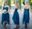 Cheap Short Wedding Dresses Under 100 Unique Country Short Bridesmaid Dresses 2019 Hot Cheap for Wedding Teal Chiffon Beach Lace High Low Ruffles Party Maid Honor Gowns Under 100 Bridesmaids