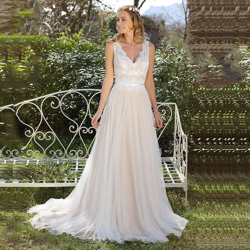 Cheap Vintage Lace Wedding Dresses Awesome Lorie Vintage Wedding Dress 2019 V Neck Lace Appliques A