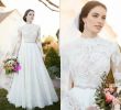 Cheap Vintage Lace Wedding Dresses Beautiful 2018 Vintage Lace Country Wedding Dresses with Illusion Long Sleeve High Neck Beaded Sash Modest Plus Size Simple Outdoor Bridal Gowns Cheap
