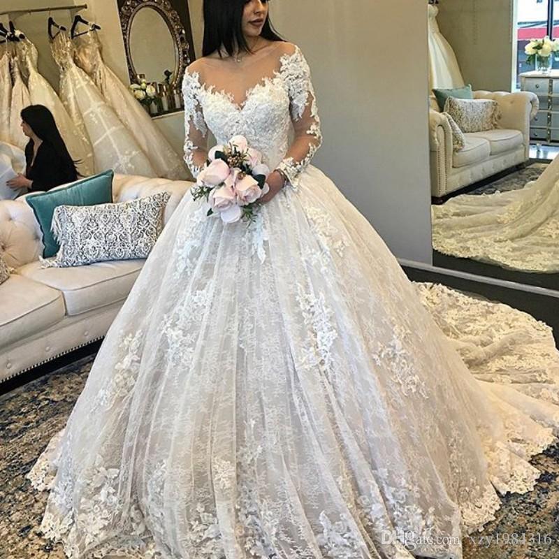 saudi lace ball gown wedding dresses sheer