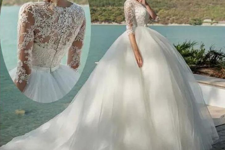 Cheap Wedding Dresses Online Usa Lovely Elegant 2019 Jewel Neck Lace Ball Gown Wedding Dresses Half Sleeve Appliques See Through Back Long Custom Made Wedding Dress