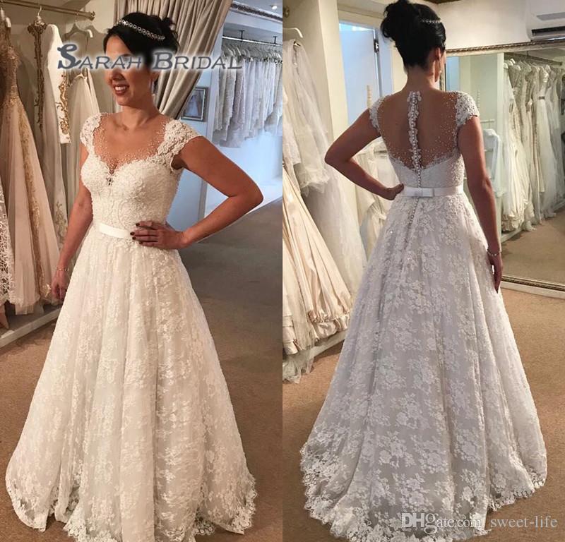 Cheap Wedding Dresses Online Usa New White Ivory Wedding Dress Noble Appliqued Lace Country Garden Bride Bridal Gown Custom Made Plus Size
