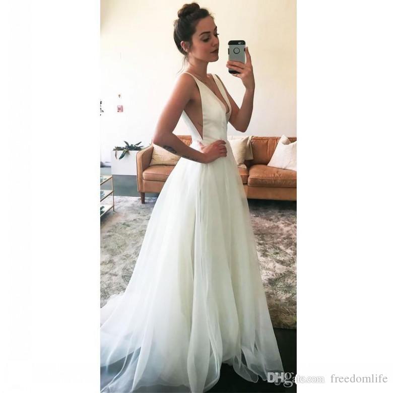 affordable wedding gowns elegant discount simple deep v neck a line beach wedding dresses 2018