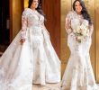 Cheap Wedding Dresses Plus Size Under 100 Dollars Best Of Modest Plus Size Wedding Dresses 2k19 Sheer Neckline Appliques Lace Satin Overskirt Wedding Dress Logn Sleeves African Mermaid Bridal Gowns Romantic