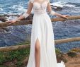 Cheap Wedding Dresses Uk Luxury Discount 2019 Bohemian Beach Lace Wedding Dress Chiffon Applique 3 4 Sleeves formal Party Dresses with Slit Bridal Gown Vestido De Novia Plus Size
