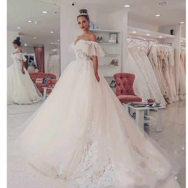Chic Wedding Dresses Lovely Chic Puffy Ball Gown Wedding Dresses F the Shoulder Arabic Middle East Church Plus Size Vestido De Noiva Bridal Gowns Ball Dresses Black and White