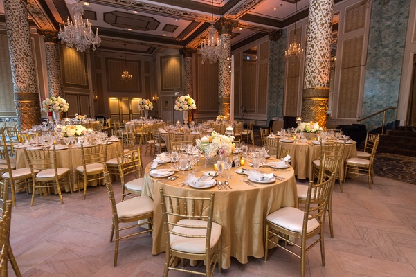 Chicago Boat Wedding Luxury Greek Ceremony Hotel Reception with Gold Color Scheme In